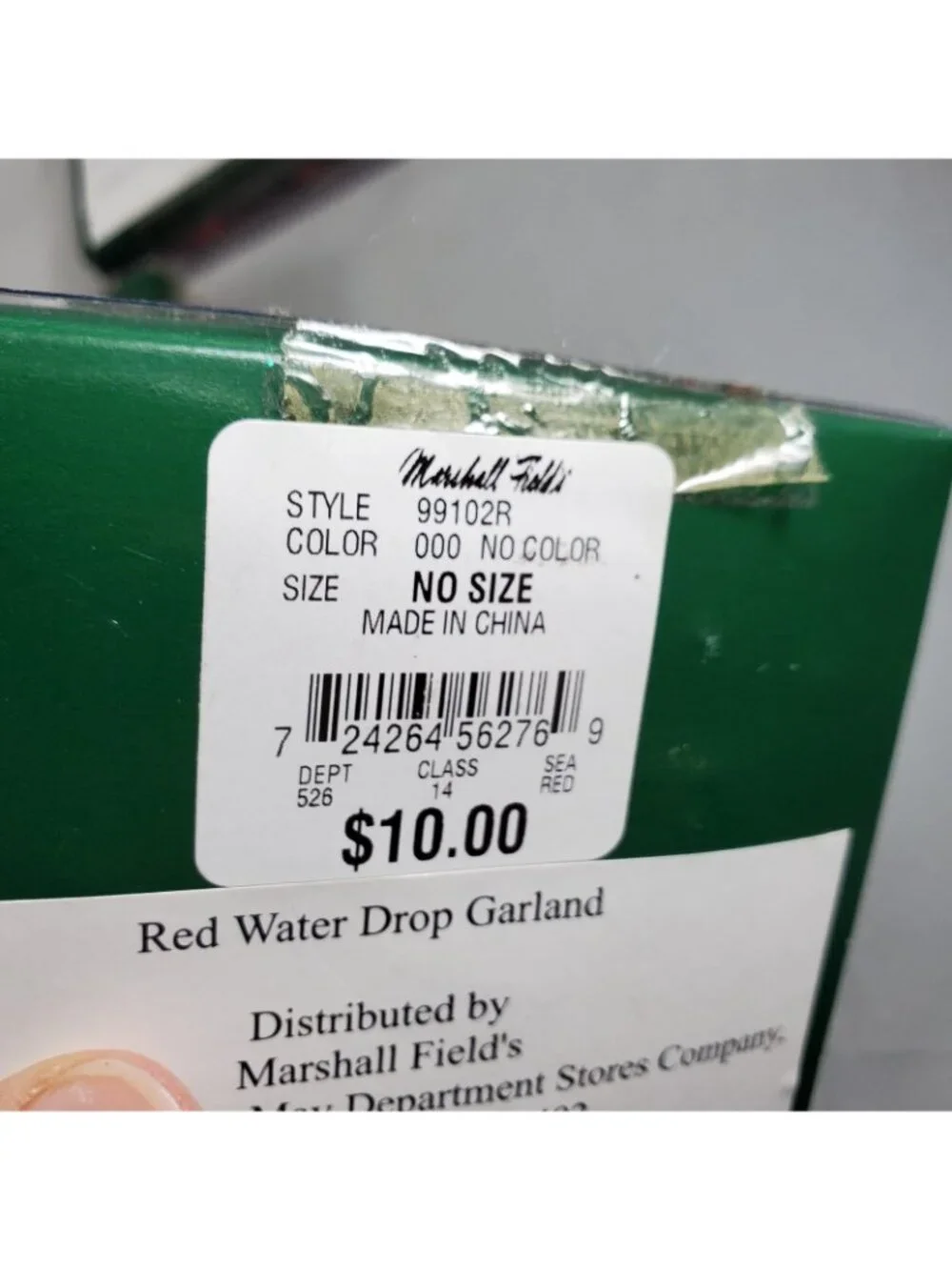 Set of 5 Marshall Fields Red Water Drop Plastic Bead Christmas Garland 9ft each